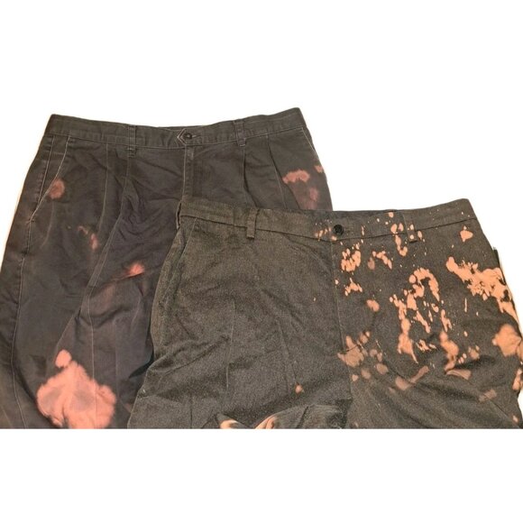 Dockers Mens Black 40x29 Blue Pleated And Gray Flat Front Lot Of 2 Custom Bleach - Picture 2 of 8